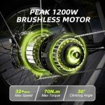 BIGNIU Electric Bike for Adults – 1200W Peak Motor, 32+ MPH Off-Road Ebike, 4.0" Fat Tires, Removable Fast-Charging Battery, 7-Speed E-Bike for Adults and Teens