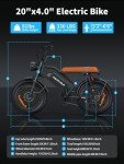 Electric Bike for Adults, 48V 18.2AH Electric Motorcycle, Long Seat Electric Bicycle Full Suspension 20" Fat Tire Ebike Max 28MPH& 30 Miles All Terrain E-Bike for Mountains, Snow, Sand, Road (Retro)