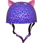 Krash Girls Bike Helmet, Purple Leopard Kitty