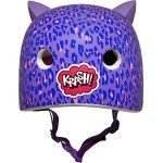 Krash Girls Bike Helmet, Purple Leopard Kitty