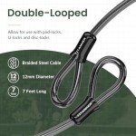 Titanker Bike Lock Cable,12mm Thick Security Cable with Loops Heavy Duty Steel Cable Vinyl Coated Bike Cable Lock Security Chain (4ft, 7ft, 15ft, 30ft)