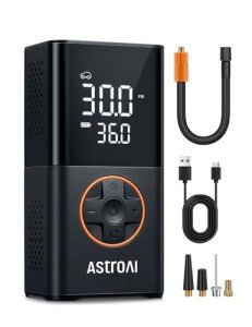 AstroAI L7 Tire Inflator Portable Air Compressor Cordless Bike Pump with Digital Dual Values Display, 150 PSI Car Tires Pump with LED Lights Air Pump for Cars, Motorcycles, Bikes, Balls