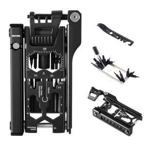 Bike Multi Tool, Bicycle Repair Tool Kit 38 in 1 Bicycle Multitool with Chain Levers Hex Spoke Wrench Splitter Tool and Crank Puller Portable Repair Tool Accessories Set for Road Mountain Cycling
