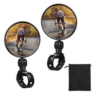 2 Pieces Bike Mirror Cycling Rear Mirror Adjustable 360 Degree Rotatable Handlebar Rearview Bicycle Mirrors Shockproof Wide Angle Acrylic Convex Safety Mirror for Most Mountain Road Bike