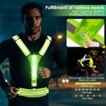 LOYAL SEA LED Reflective Light Up Safety Running Vest for Biking Walking at Night, High Visible Adjustable Running Light for Runners Rechargeable with Pouch, Reflective Running Belt Gear for Women