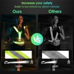 LOYAL SEA LED Reflective Light Up Safety Running Vest for Biking Walking at Night, High Visible Adjustable Running Light for Runners Rechargeable with Pouch, Reflective Running Belt Gear for Women