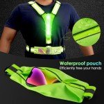 LOYAL SEA LED Reflective Light Up Safety Running Vest for Biking Walking at Night, High Visible Adjustable Running Light for Runners Rechargeable with Pouch, Reflective Running Belt Gear for Women