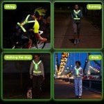 LOYAL SEA LED Reflective Light Up Safety Running Vest for Biking Walking at Night, High Visible Adjustable Running Light for Runners Rechargeable with Pouch, Reflective Running Belt Gear for Women