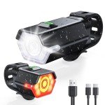 Zewdov Bike Lights, 3+6 Modes Bike Lights for Night Riding with Side Warning Light, Rechargeable & IP65 Waterproof Bicycle Light, Bike Headlight and Tail Light Set for Road Mountain Cycling Easy Setup