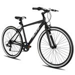 HH HILAND Mens and Womens Hybrid Bike, Step-Over or Step-Through Frame, 700C Wheels Urban Commuter Bike, 7 Speeds Road Bicycle for Adult
