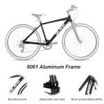 HH HILAND Mens and Womens Hybrid Bike, Step-Over or Step-Through Frame, 700C Wheels Urban Commuter Bike, 7 Speeds Road Bicycle for Adult