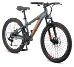 Mongoose Grafton Mountain Bike for Youth Boys Girls, 24-Inch Wheels, 21-Speed Trigger Shifter, 14.5-Inch Aluminum Frame, Front Suspension, Mechanical Disc Brakes, Grey