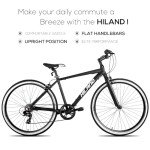 HH HILAND Mens and Womens Hybrid Bike, Step-Over or Step-Through Frame, 700C Wheels Urban Commuter Bike, 7 Speeds Road Bicycle for Adult