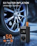 MEUCI Tire Inflator Portable Air Compressor - 10000mAh Cordless Air Pump for Car Tires, 150 PSI Electric Bike Tire Pump with LED Light and Digital Pressure Gauge for Motorcycle, Auto, Ball, Bicycle