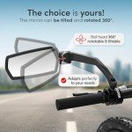 WITTKOP Bike mirror | Large HD field of vision | 360° rotatable & foldable | Mounting above & below | Break-proof & durable | ebike accessories, bike mirror handlebar mount, bicycle mirrors