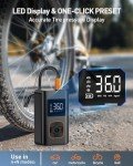 MEUCI Tire Inflator Portable Air Compressor - 10000mAh Cordless Air Pump for Car Tires, 150 PSI Electric Bike Tire Pump with LED Light and Digital Pressure Gauge for Motorcycle, Auto, Ball, Bicycle