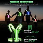 SAWNZC LED Reflective Vest Running Gear, 5 Colors Lights Up Running Vest Rechargeable for Night Walking Running Cycling Jogging, Adjustable Size for Men Women Kids