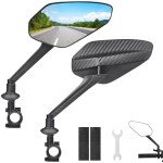 Zacro 2 Pack Bike Mirror, 2024 Upgraded Bike Mirror Handlebar Mount, 360°Adjustable Bicycle Rear View Mirror, Scratch Resistant Glass Lens, Fit for Mountain Bikes, City Road Bikes, E-bikes, Scooter