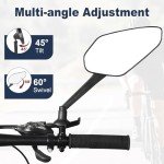 Zacro 2 Pack Bike Mirror, 2024 Upgraded Bike Mirror Handlebar Mount, 360°Adjustable Bicycle Rear View Mirror, Scratch Resistant Glass Lens, Fit for Mountain Bikes, City Road Bikes, E-bikes, Scooter