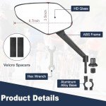 Zacro 2 Pack Bike Mirror, 2024 Upgraded Bike Mirror Handlebar Mount, 360°Adjustable Bicycle Rear View Mirror, Scratch Resistant Glass Lens, Fit for Mountain Bikes, City Road Bikes, E-bikes, Scooter