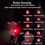 G Keni Smart Bike Tail Light, Brake Sensing Rear Lights, Auto On/Off, Waterproof, USB Rechargeable, Ultra Bright LED Warning Back Bicycle Flashlight, Cycling Safety Accessories
