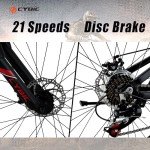 CYBIC Mountain Bike 24/26 Inch, Front Suspension Mountain Bike, 21-Speed Disc, Youth/Adult Mens Womens Trail Commuter City Bicycles (Black, 26IN)