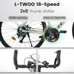 Ecarpat Road Bike 700C Tires, 16 Speeds Hybrid Bike for Men, Aluminum Alloy Lightweight Frame Disc Brake Racing Bike, City Commuting Road Bicycle for Men Women, White