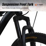 CYBIC Mountain Bike 24/26 Inch, Front Suspension Mountain Bike, 21-Speed Disc, Youth/Adult Mens Womens Trail Commuter City Bicycles (Black, 26IN)