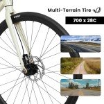 Ecarpat Road Bike 700C Tires, 16 Speeds Hybrid Bike for Men, Aluminum Alloy Lightweight Frame Disc Brake Racing Bike, City Commuting Road Bicycle for Men Women, White