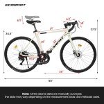 Ecarpat Road Bike 700C Tires, 16 Speeds Hybrid Bike for Men, Aluminum Alloy Lightweight Frame Disc Brake Racing Bike, City Commuting Road Bicycle for Men Women, White