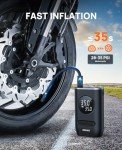 Tire Inflator Portable Air Compressor - 150PSI Cordless Air Pump for Car Tires with Pressure Gauge LED Light, Electric Bike Tire Pump for Car Motorcycle Bicycle Ball, Bike Accessories
