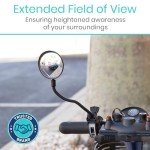 Vive Rear-View Side Mirror - Designed for Scooters, Bikes, Motor Vehicles, Bicycles, Handlebars - Clamp On Scratch Resistant Glass - 360 Rotatable, Adjustable, Universal Fit, Wide Angle Safety Support