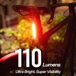 Bike Tail Light Powerful 110 Lumens - Bicycle Light 5 Modes Red/Blue, Waterproof IP64, Rechargeable USB-C, Quick Release Brackets for Saddle & Seatpost, DON PEREGRINO B2 Rear Bike Light