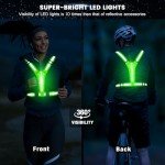 Fokia Kunbio LED Reflective Running Vest Gear,Light Up Vest Runners Night Walking USB Rechargeable,Up to 11hrs Light with Adjustable Waist/Shoulder for Women Men Kids (Green)