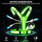 Fokia Kunbio LED Reflective Running Vest Gear,Light Up Vest Runners Night Walking USB Rechargeable,Up to 11hrs Light with Adjustable Waist/Shoulder for Women Men Kids (Green)
