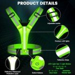 Fokia Kunbio LED Reflective Running Vest Gear,Light Up Vest Runners Night Walking USB Rechargeable,Up to 11hrs Light with Adjustable Waist/Shoulder for Women Men Kids (Green)