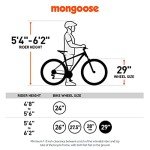 Mongoose Flatrock DX 21-Speed Hardtail Mountain Bike, 29-Inch Wheels, for Men and Women, Front Suspension, 18-Inch Lightweight Aluminum Frame, Red
