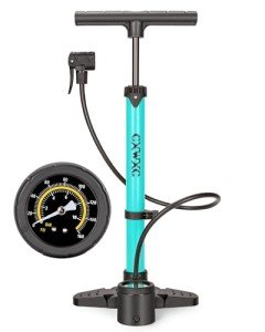 Bike Pump with Pressure Gauge- 160 PSI Bike Tire Pump fits Presta & Schrader Valve - Portable Air Pump for Bike Tires (Blue)