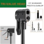 Bike Pump with Pressure Gauge- 160 PSI Bike Tire Pump fits Presta & Schrader Valve - Portable Air Pump for Bike Tires (Blue)