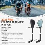 WEST BIKING Anti-Glare Handlebar Bike Mirror - Bike Rear View Mirror With Retractable & 360 ° Adjustable Lens, Foldable Bicycle Mirror For 20-23mm Handlebar (2PCS)