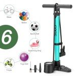 Bike Pump with Pressure Gauge- 160 PSI Bike Tire Pump fits Presta & Schrader Valve - Portable Air Pump for Bike Tires (Blue)