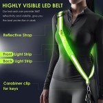 Todoxi LED Belt Reflective Sash for Walking at Night, High Visibility Adjustable Night Running Safety Gear Rechargeable LED Light Up Running Belt Reflective Gear for Runners Walkers Men Women