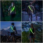 Todoxi LED Belt Reflective Sash for Walking at Night, High Visibility Adjustable Night Running Safety Gear Rechargeable LED Light Up Running Belt Reflective Gear for Runners Walkers Men Women