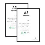 Set of 2 A3 Black Aluminium Picture Frames