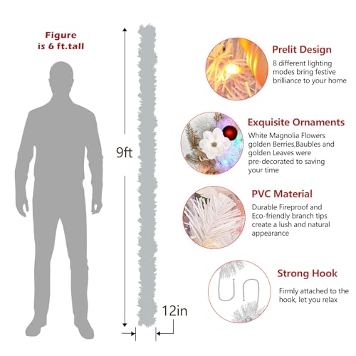 9FT Color Changing Prelit Christmas Garland