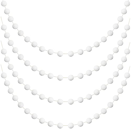 White Pom Pom Garland for Holiday Party Decor