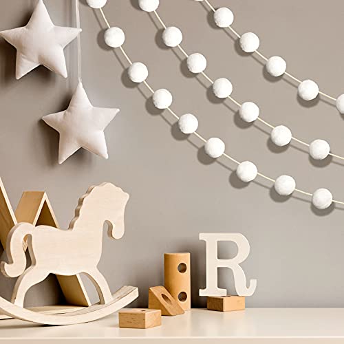 White Pom Pom Garland for Holiday Party Decor