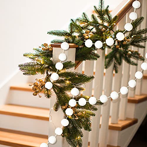 White Pom Pom Garland for Holiday Party Decor