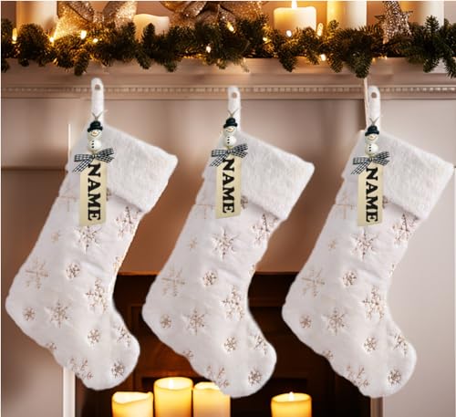 Gold Sequin Snowflake Faux Fur Christmas Stockings