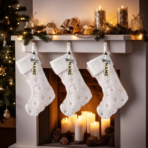 Gold Sequin Snowflake Faux Fur Christmas Stockings